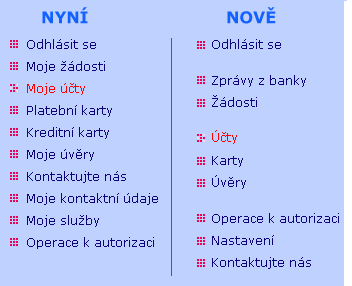 Hlavní (levé) menu