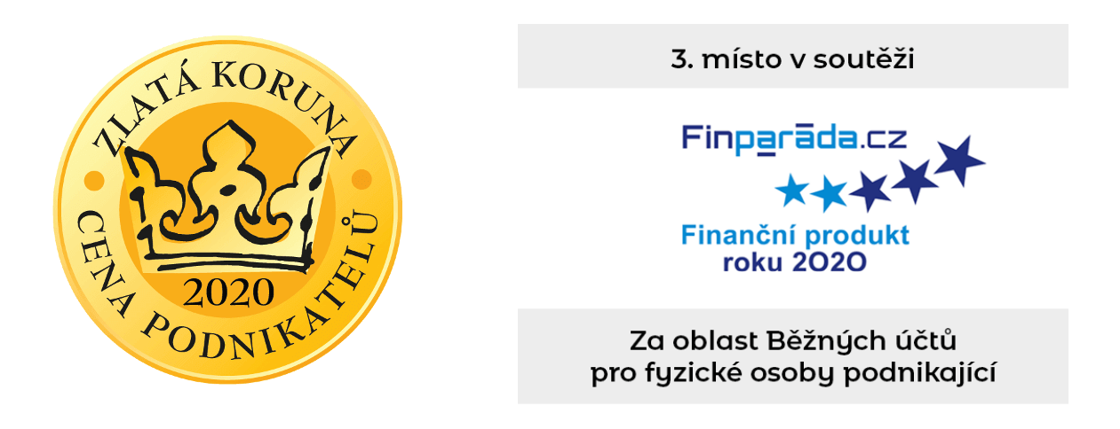 Ocenění pro mKonto Business v soutěžích Zlatá Koruna a Finparáda