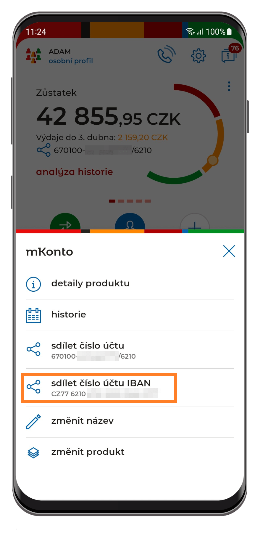 Kde je IBAN v mBank?