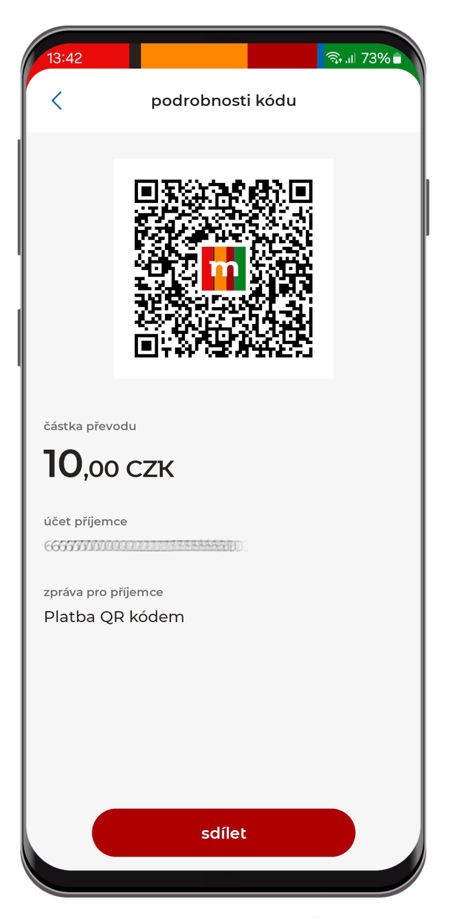 Placení QR kódem - krok 3