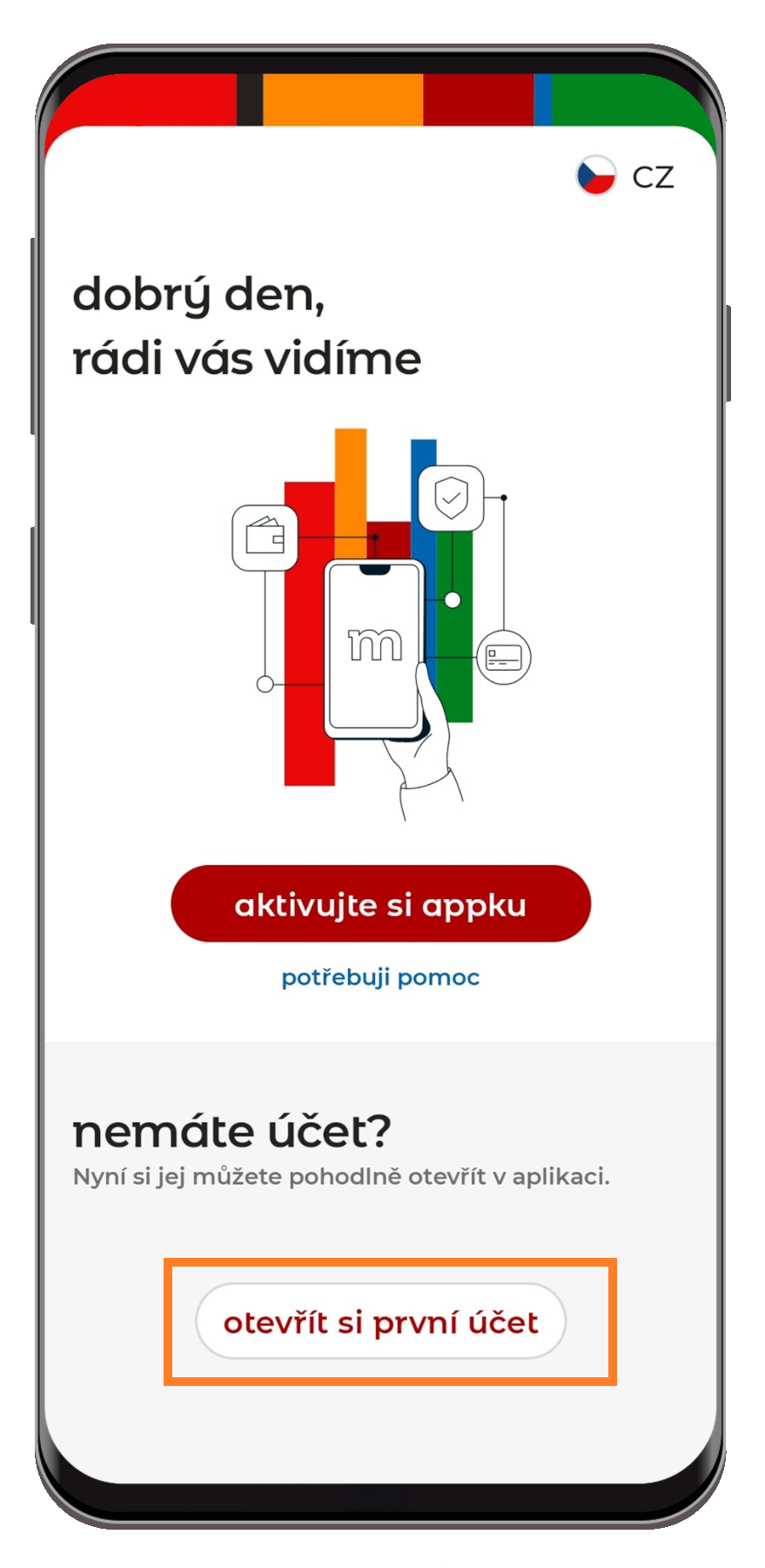 Spuštění mobilní aplikace mBank