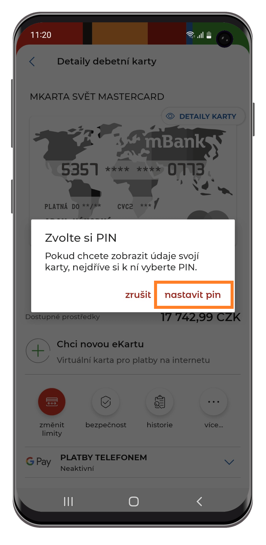 Nastavení PIN kódu